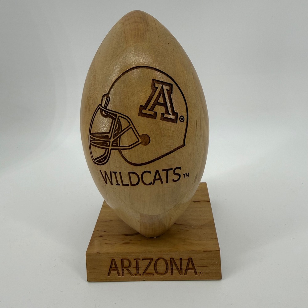 Arizona Wildcats Wooden Football Desktop Trophy Engraved NCAA Decor 8 Inch - Picture 4 of 10